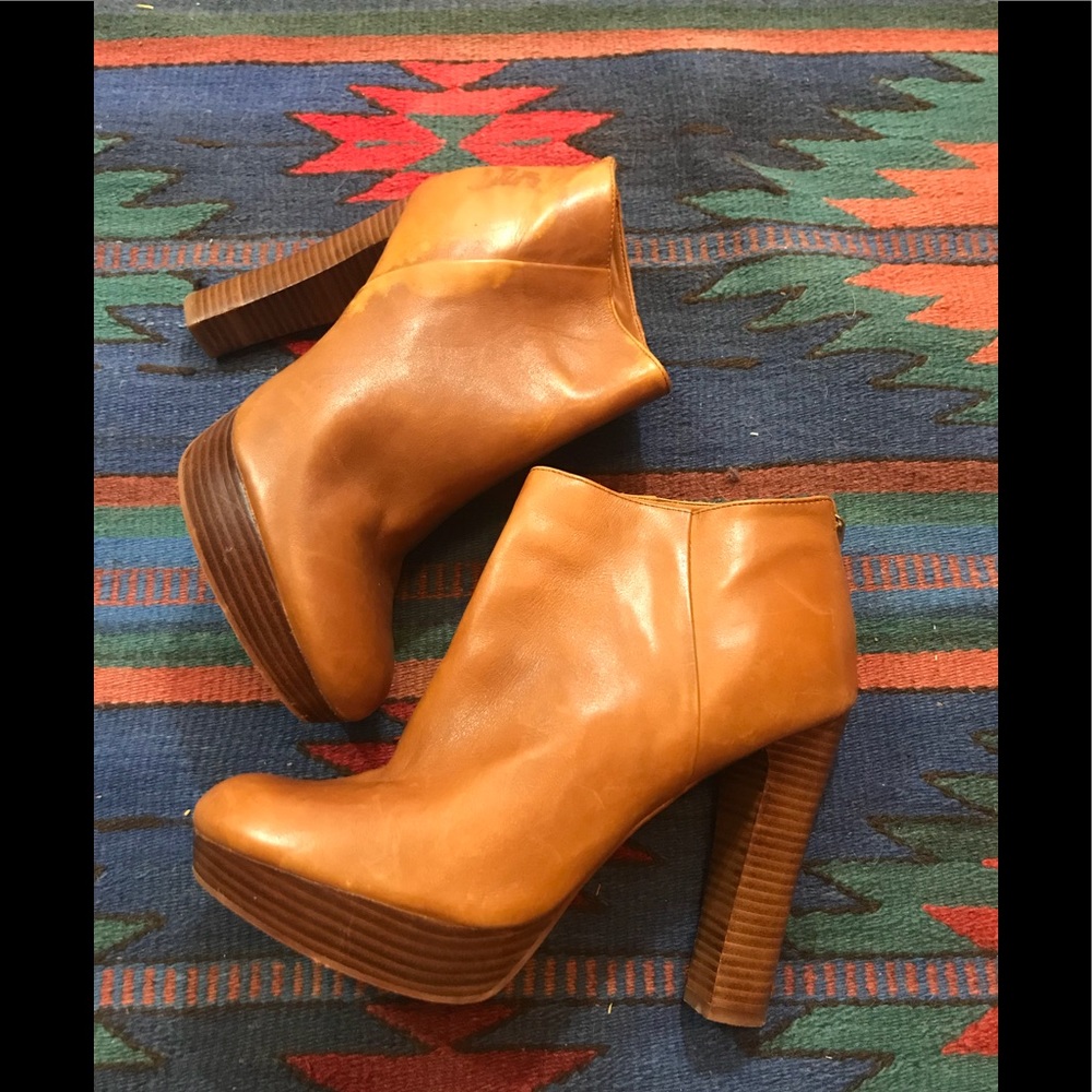 Michael Kors Luggage Leather High Heel Booties 9
